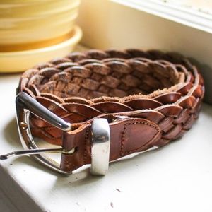 Leather boho braided belt